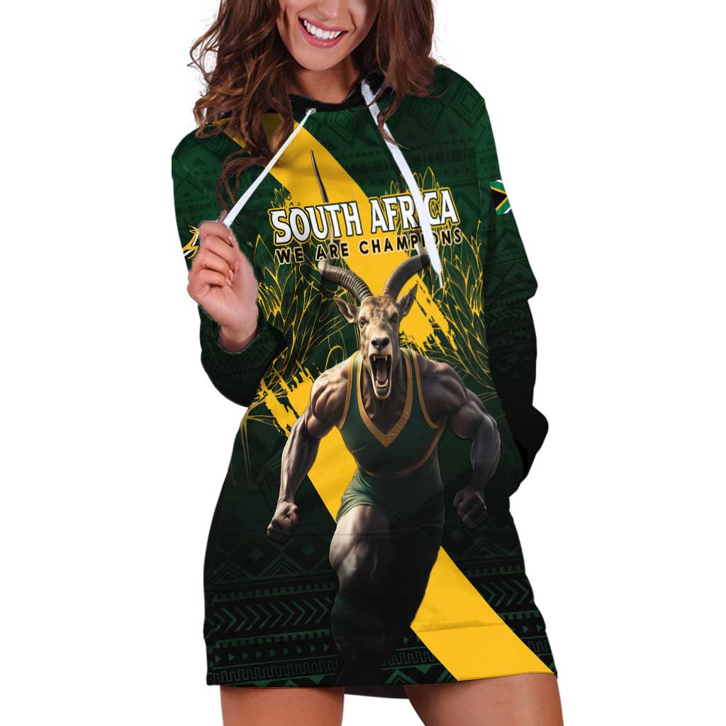 Personalised South Africa Rugby Hoodie Dress Proud Bokke We Are Champions - Wonder Print Shop