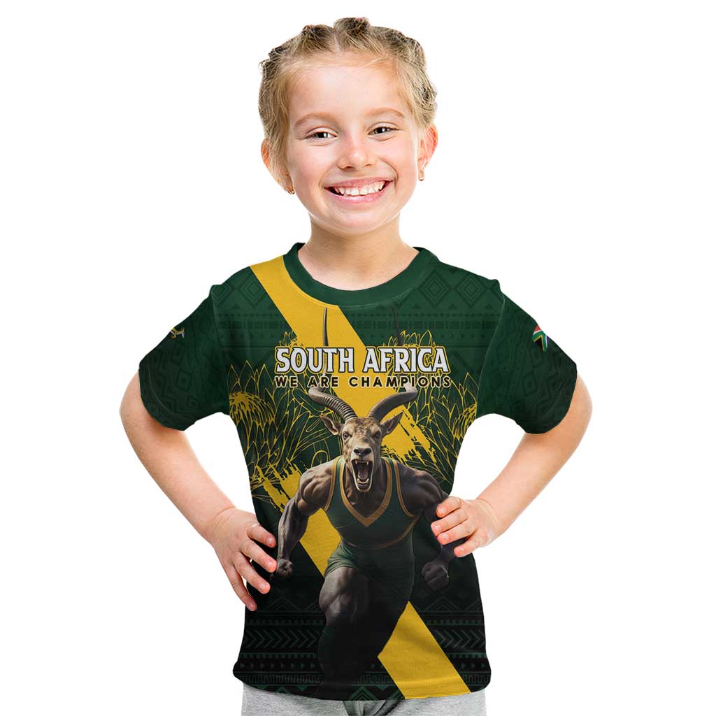 Personalised South Africa Rugby Kid T Shirt Proud Bokke We Are Champions - Wonder Print Shop