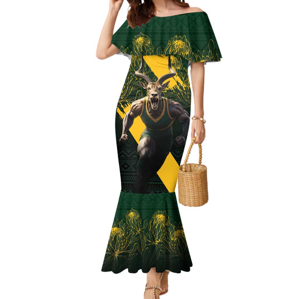 Personalised South Africa Rugby Mermaid Dress Proud Bokke We Are Champions - Wonder Print Shop