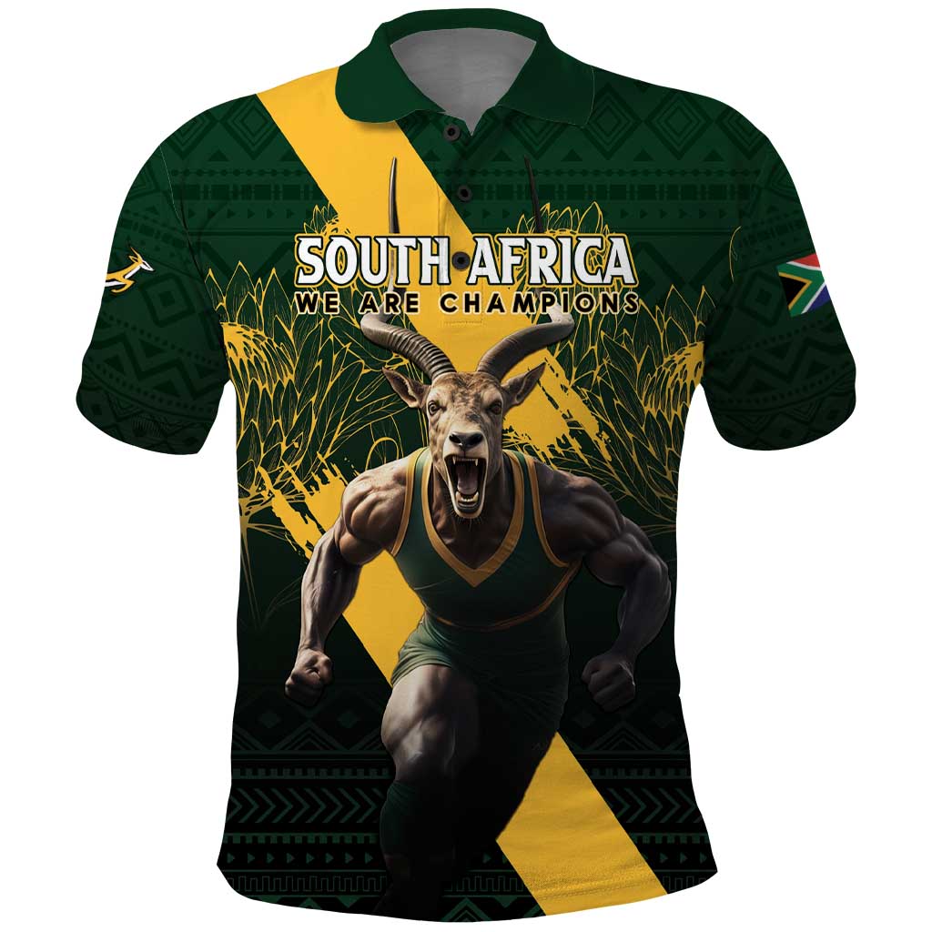 Personalised South Africa Rugby Polo Shirt Proud Bokke We Are Champions - Wonder Print Shop