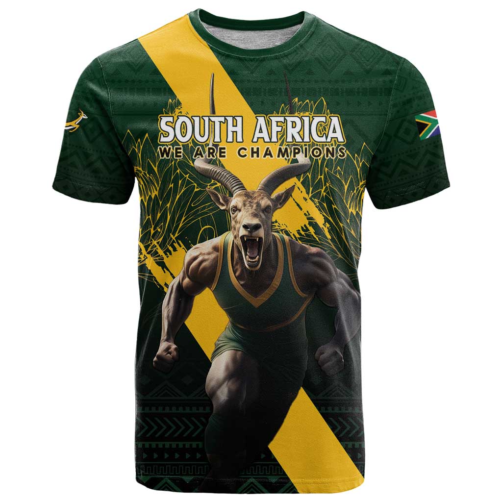 Personalised South Africa Rugby T Shirt Proud Bokke We Are Champions - Wonder Print Shop