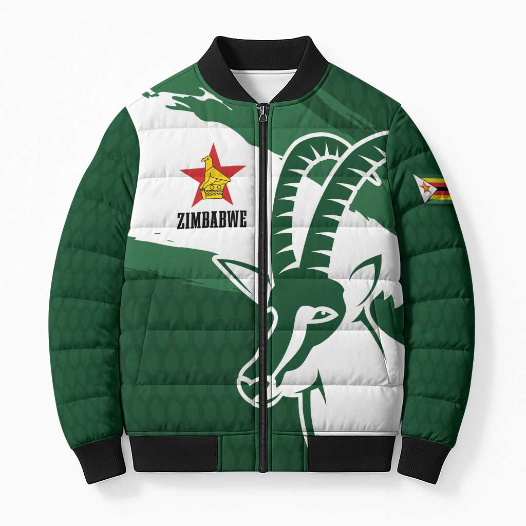 Zimbabwe Rugby Personalized Grunge Bomber Puffer Jacket GO Sables - Wonder Print Shop