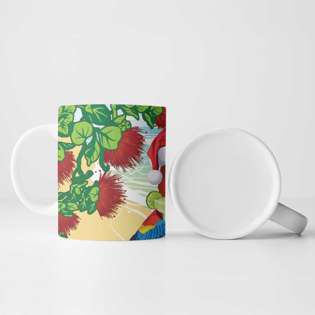 Have A Very Beach Christmas Ceramic Mug Parrot By Lehua Flower - Wonder Print Shop