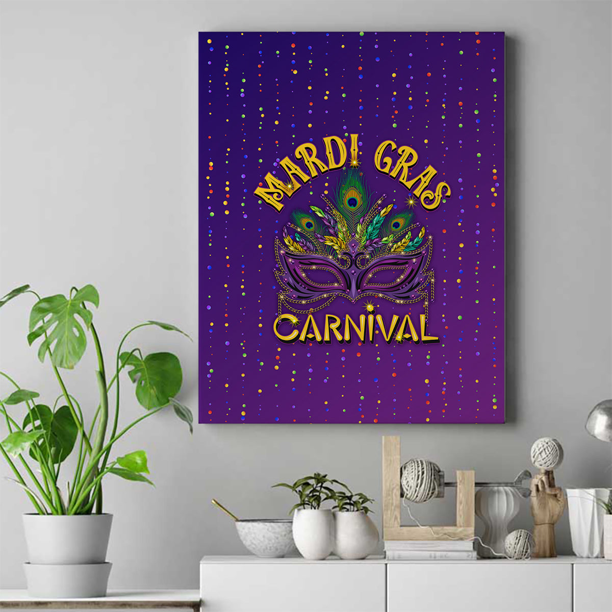 Mardi Gras Festive Confetti Canvas Wall Art LT7 - Wonder Print Shop