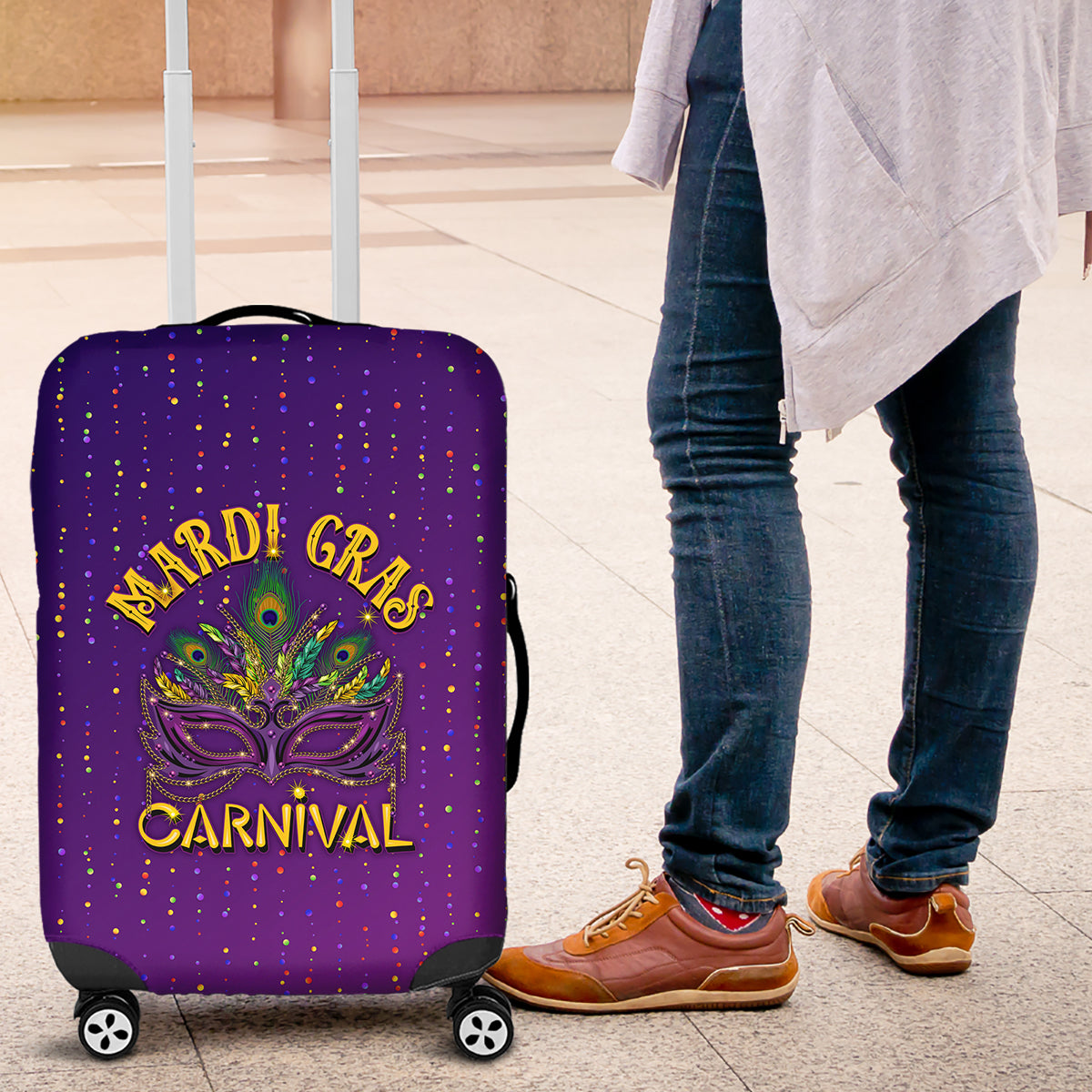 Mardi Gras Festive Confetti Luggage Cover - Wonder Print Shop