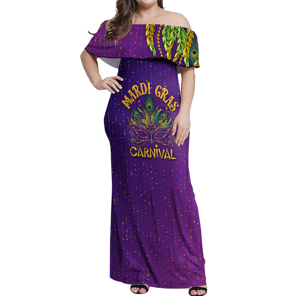 Mardi Gras Festive Confetti Off Shoulder Maxi Dress - Wonder Print Shop