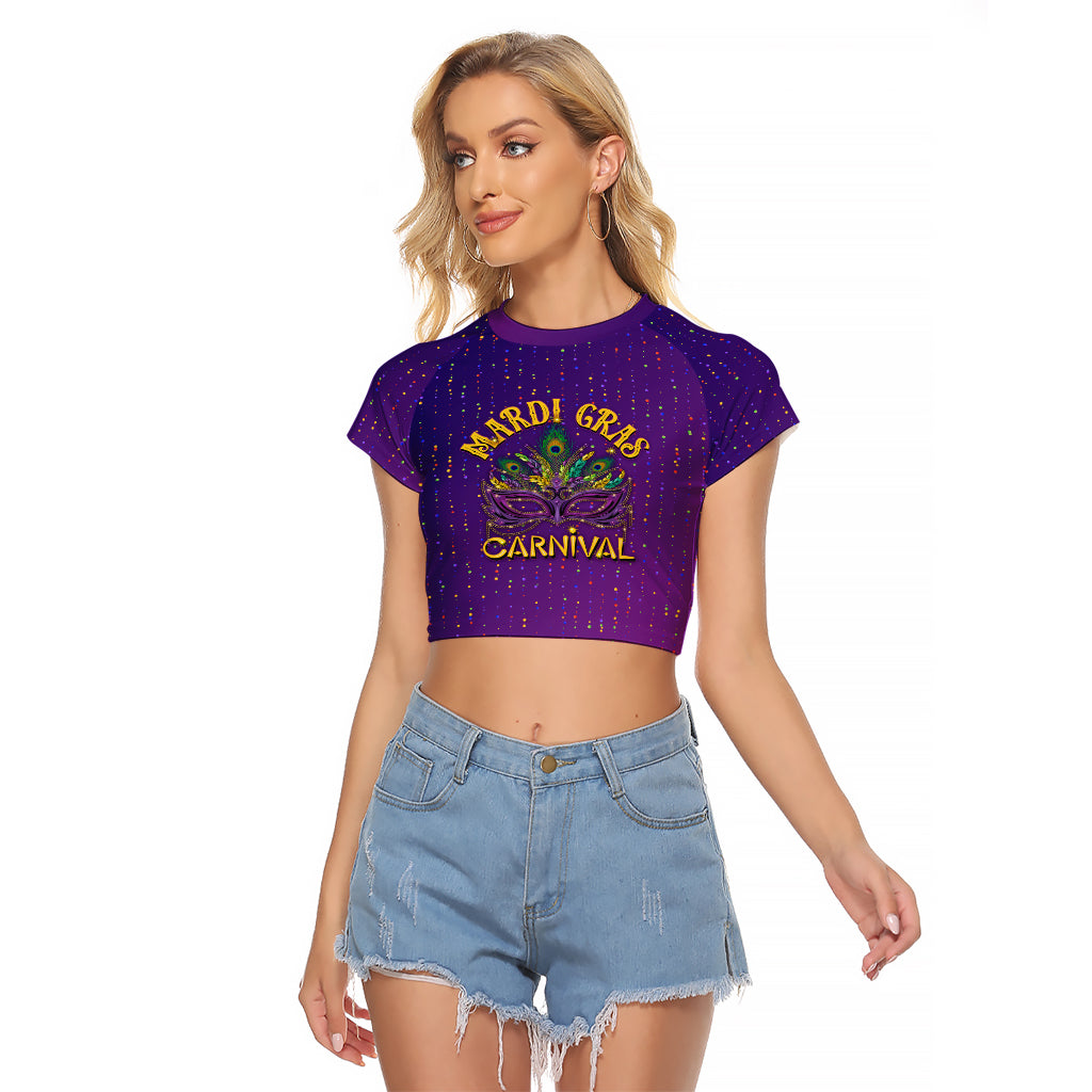 Mardi Gras Festive Confetti Raglan Cropped T Shirt - Wonder Print Shop