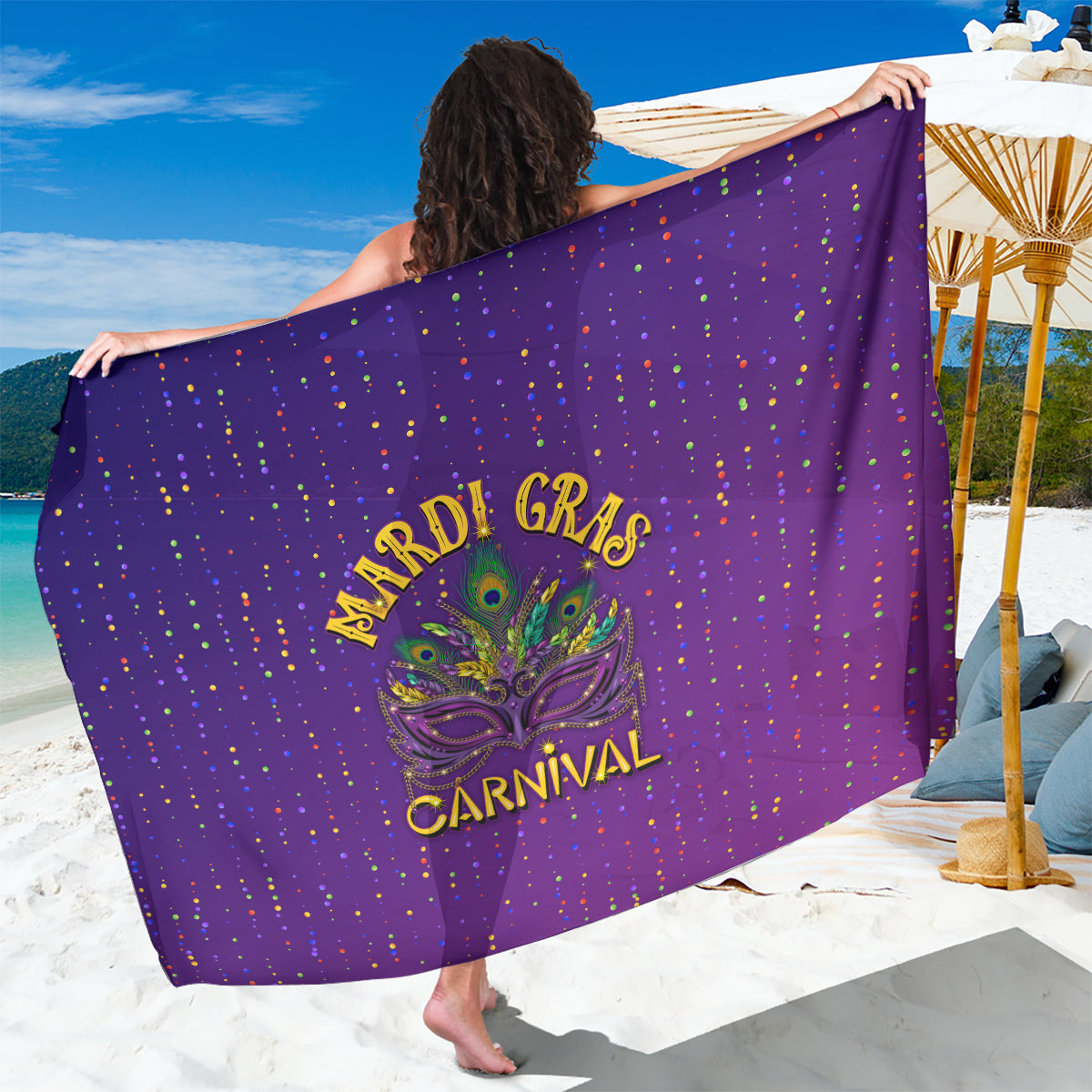 Mardi Gras Festive Confetti Sarong - Wonder Print Shop