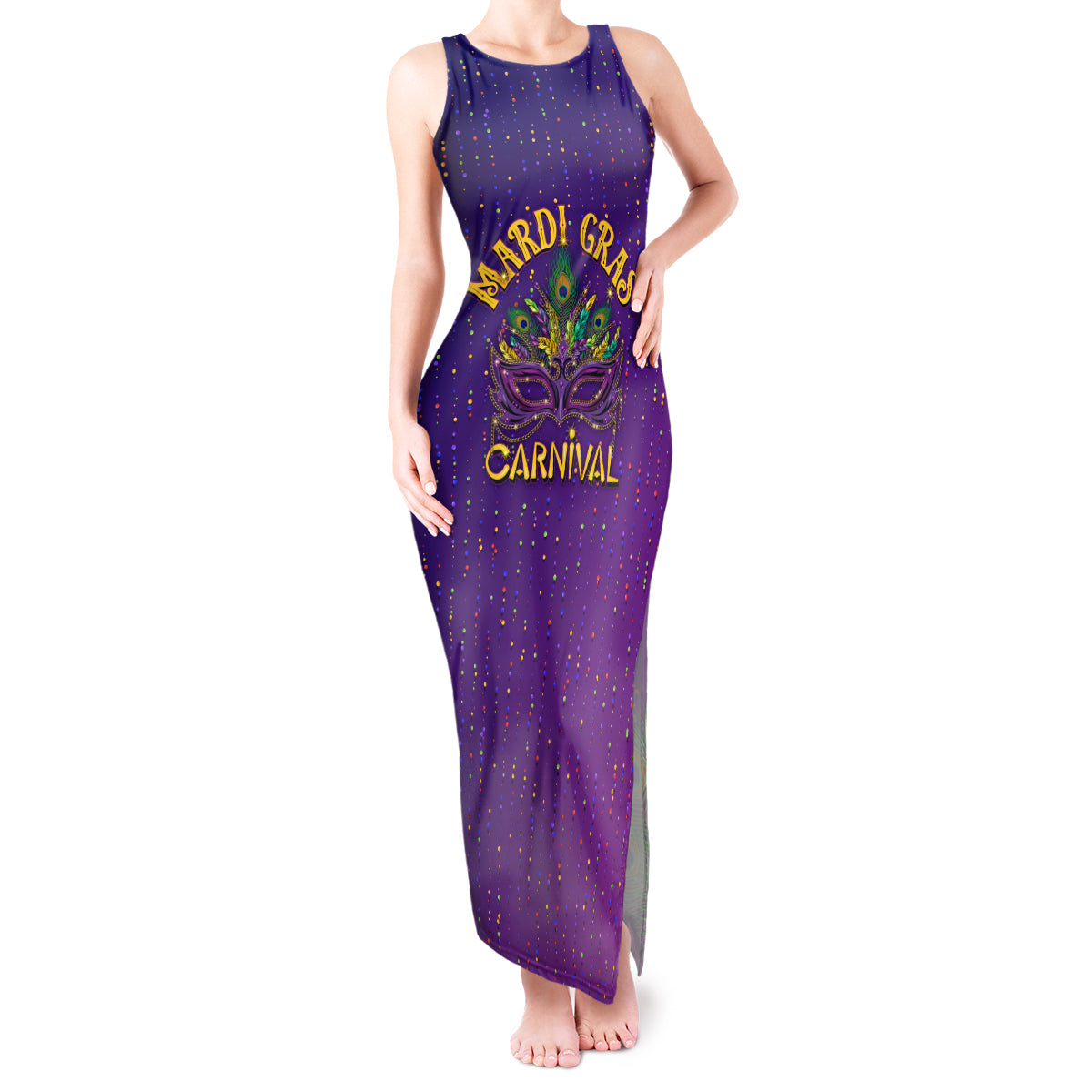 Mardi Gras Festive Confetti Tank Maxi Dress - Wonder Print Shop