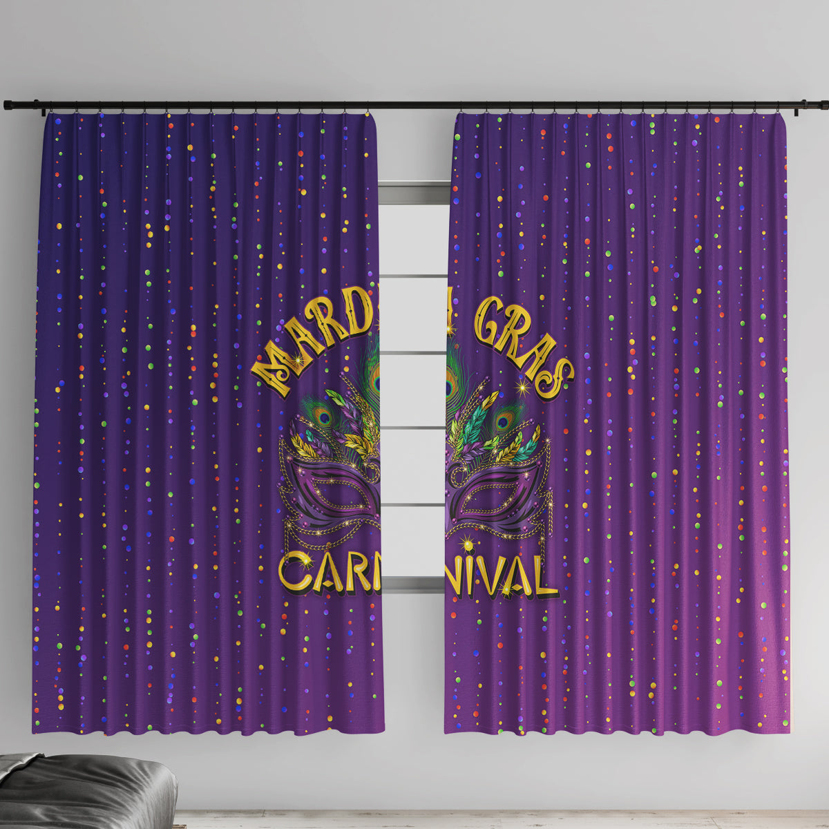 Mardi Gras Festive Confetti Window Curtain - Wonder Print Shop