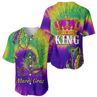 Mardi Gras baseball jersey set of two, colorful tie-dye mask and crown designs
