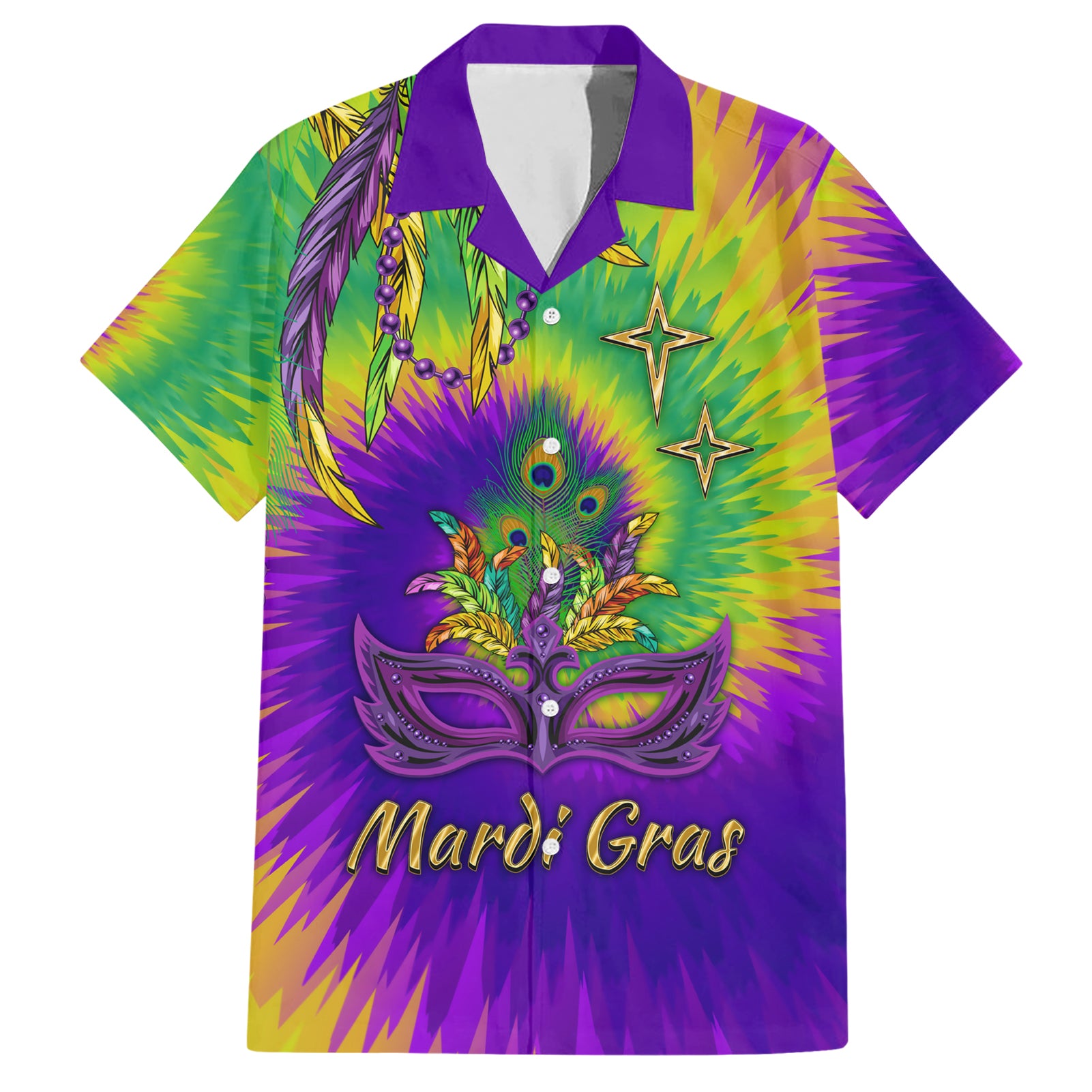 Mardi Gras Hawaiian Shirt Tie-dye Style - King - Wonder Print Shop