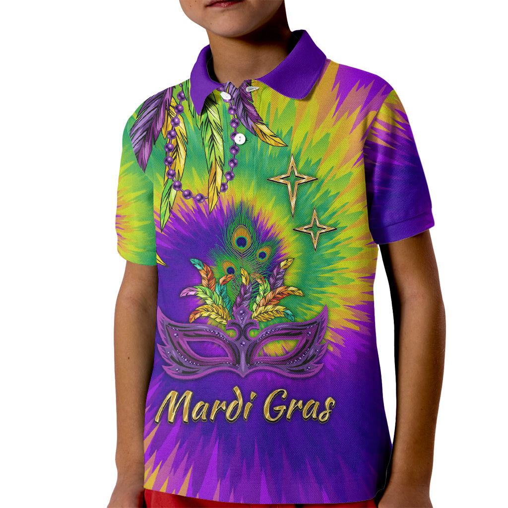 Mardi Gras Kid Polo Shirt Tie-dye Style - King - Wonder Print Shop