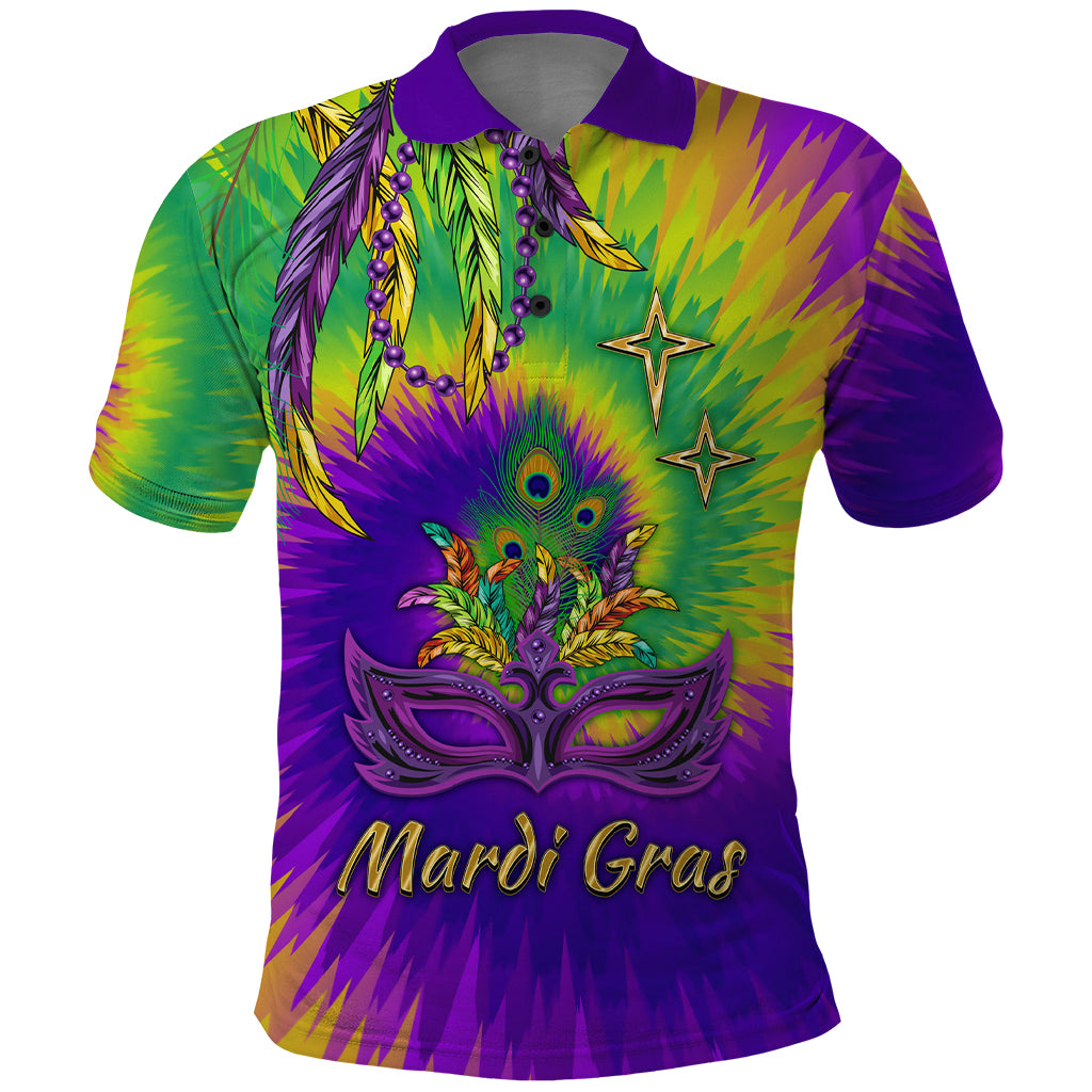 Mardi Gras Polo Shirt Tie-dye Style - King - Wonder Print Shop