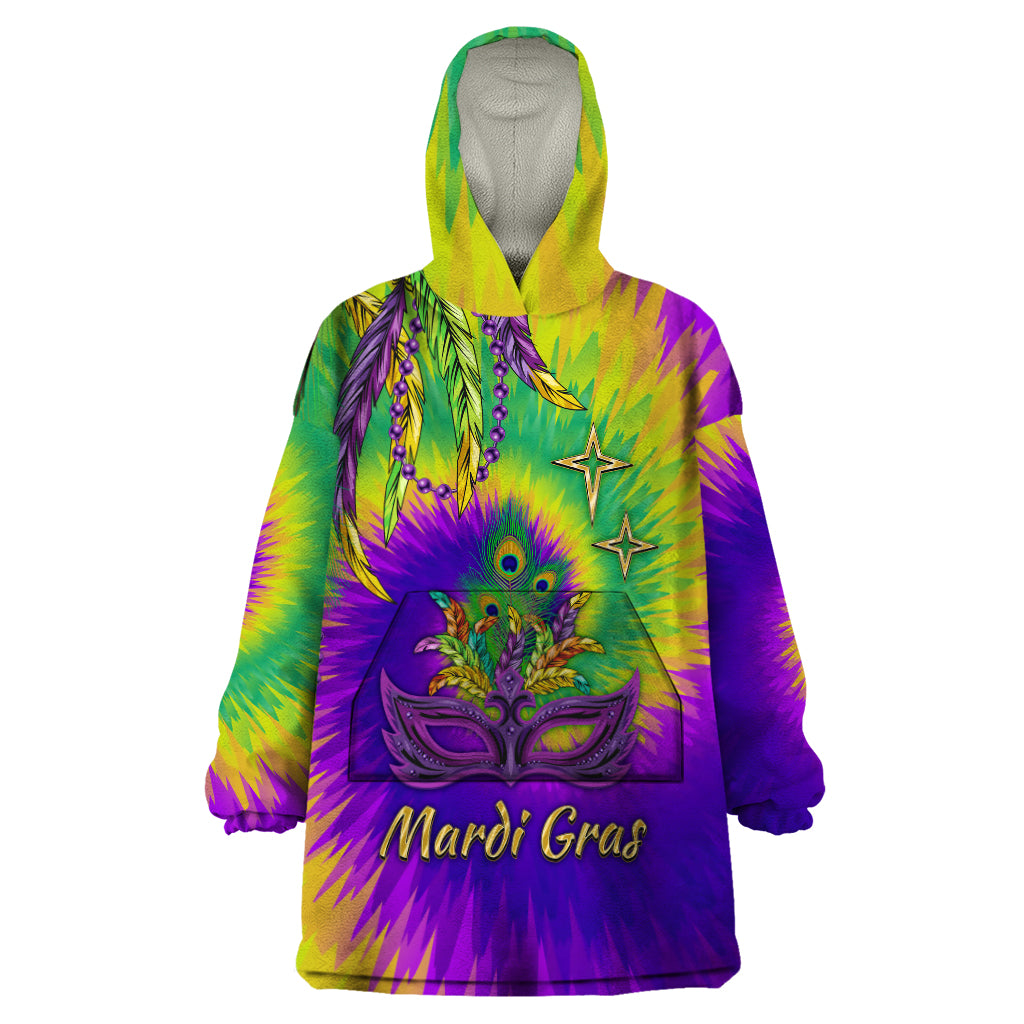 Mardi Gras Wearable Blanket Hoodie Tie-dye Style - King - Wonder Print Shop