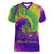 Mardi Gras Women V Neck T Shirt Tie-dye Style - King - Wonder Print Shop