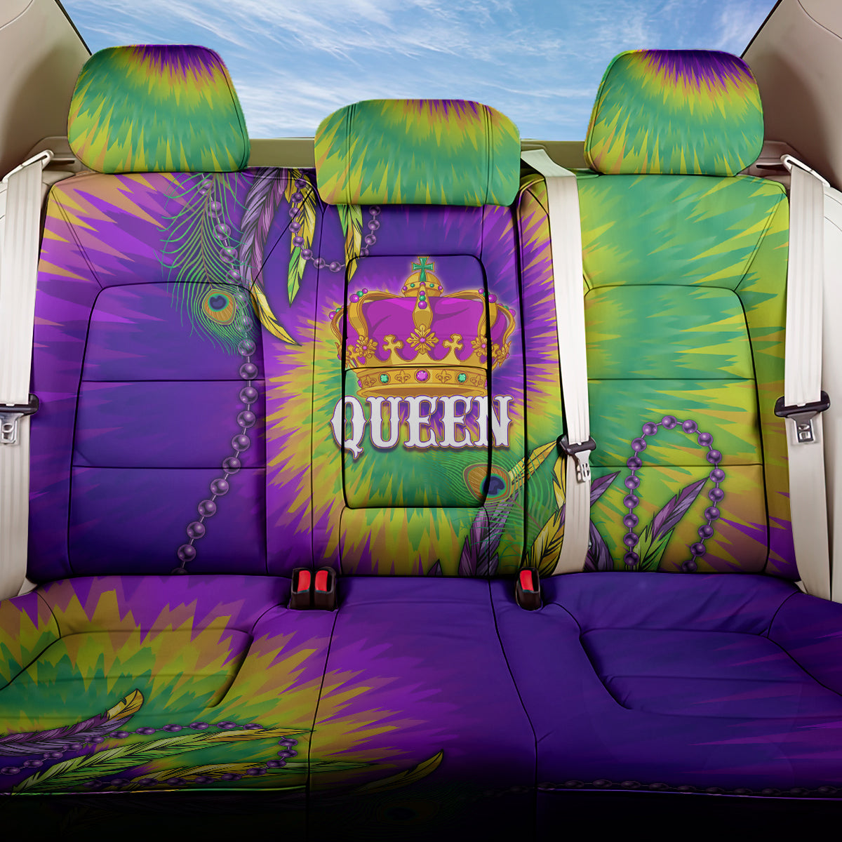 Mardi Gras Back Car Seat Cover Tie-dye Style - Queen LT7 - Wonder Print Shop