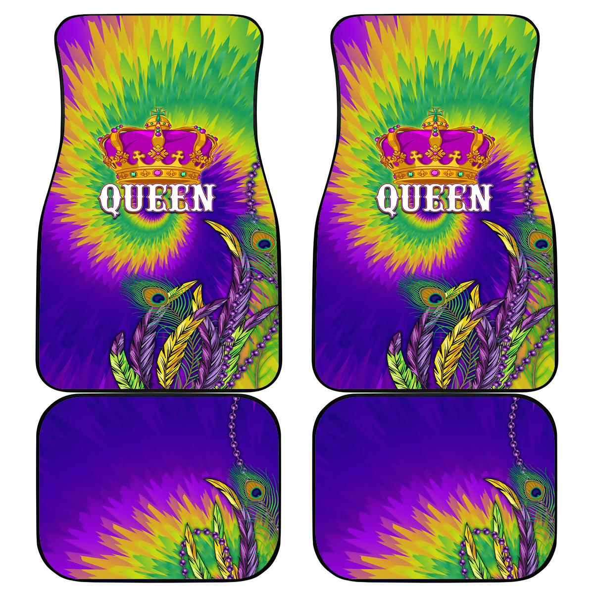 Mardi Gras Car Mats Tie-dye Style - Queen LT7 - Wonder Print Shop