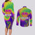 Mardi Gras Couples Matching Long Sleeve Bodycon Dress and Long Sleeve Button Shirt Tie-dye Style - Queen LT7 - Wonder Print Shop