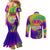 Mardi Gras Couples Matching Mermaid Dress and Long Sleeve Button Shirt Tie-dye Style - Queen