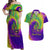 Mardi Gras Couples Matching Off Shoulder Maxi Dress and Hawaiian Shirt Tie-dye Style - Queen LT7 - Wonder Print Shop