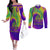 Mardi Gras Couples Matching Off The Shoulder Long Sleeve Dress and Long Sleeve Button Shirt Tie-dye Style - Queen