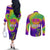 Mardi Gras Couples Matching Off The Shoulder Long Sleeve Dress and Long Sleeve Button Shirt Tie-dye Style - Queen