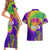 Mardi Gras Couples Matching Short Sleeve Bodycon Dress and Hawaiian Shirt Tie-dye Style - Queen LT7 - Wonder Print Shop