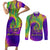 Mardi Gras Couples Matching Short Sleeve Bodycon Dress and Long Sleeve Button Shirt Tie-dye Style - Queen LT7 - Wonder Print Shop