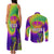 Mardi Gras Couples Matching Tank Maxi Dress and Long Sleeve Button Shirt Tie-dye Style - Queen LT7 - Wonder Print Shop