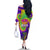 Mardi Gras Family Matching Off Shoulder Long Sleeve Dress and Hawaiian Shirt Tie-dye Style - Queen - Wonder Print Shop