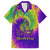 Mardi Gras Family Matching Short Sleeve Bodycon Dress and Hawaiian Shirt Tie-dye Style - Queen - Wonder Print Shop