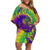 Mardi Gras Off Shoulder Short Dress Tie-dye Style - Queen - Wonder Print Shop