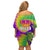 Mardi Gras Off Shoulder Short Dress Tie-dye Style - Queen - Wonder Print Shop