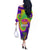 Mardi Gras Off The Shoulder Long Sleeve Dress Tie-dye Style - Queen - Wonder Print Shop