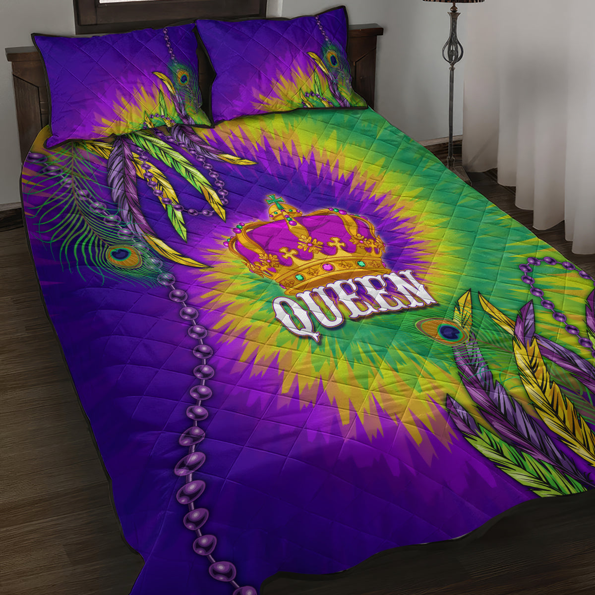 Mardi Gras Quilt Bed Set Tie-dye Style - Queen - Wonder Print Shop