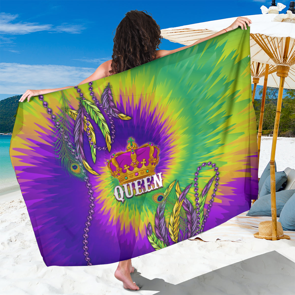 Mardi Gras Sarong Tie-dye Style - Queen - Wonder Print Shop