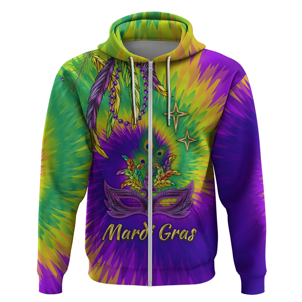 Mardi Gras Zip Hoodie Tie-dye Style - Queen - Wonder Print Shop