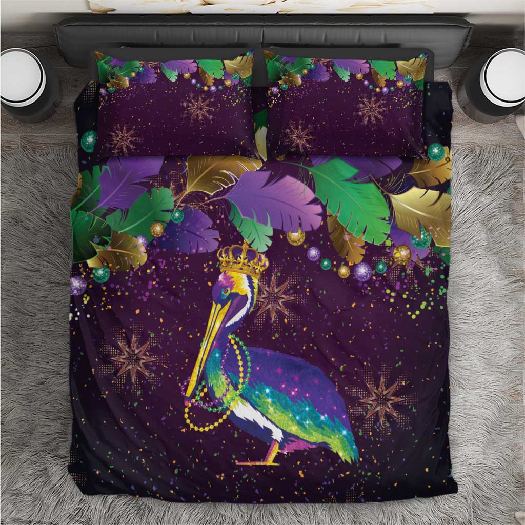 Faux Glitter Funny Mardi Gras Pelican Bedding Set Party Vibes - Wonder Print Shop
