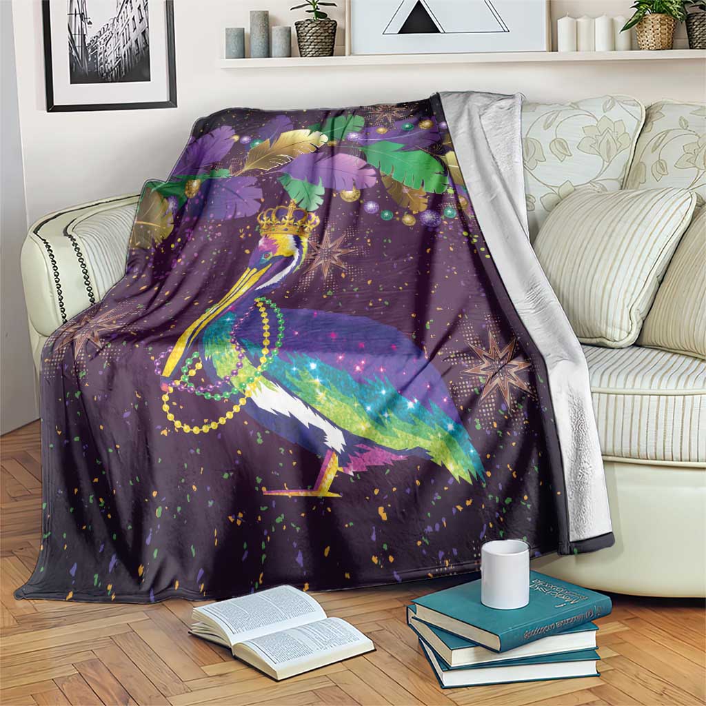 Faux Glitter Funny Mardi Gras Pelican Blanket Party Vibes - Wonder Print Shop
