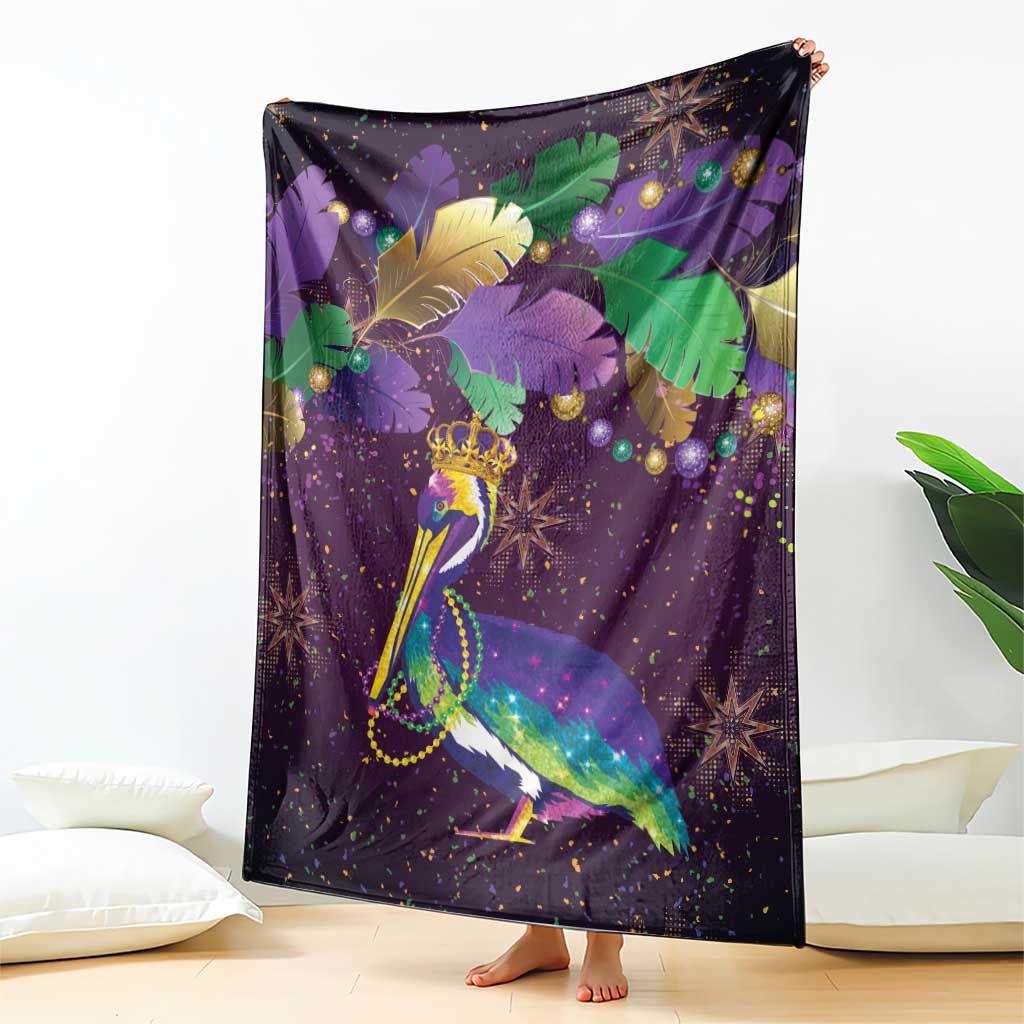 Faux Glitter Funny Mardi Gras Pelican Blanket Party Vibes - Wonder Print Shop