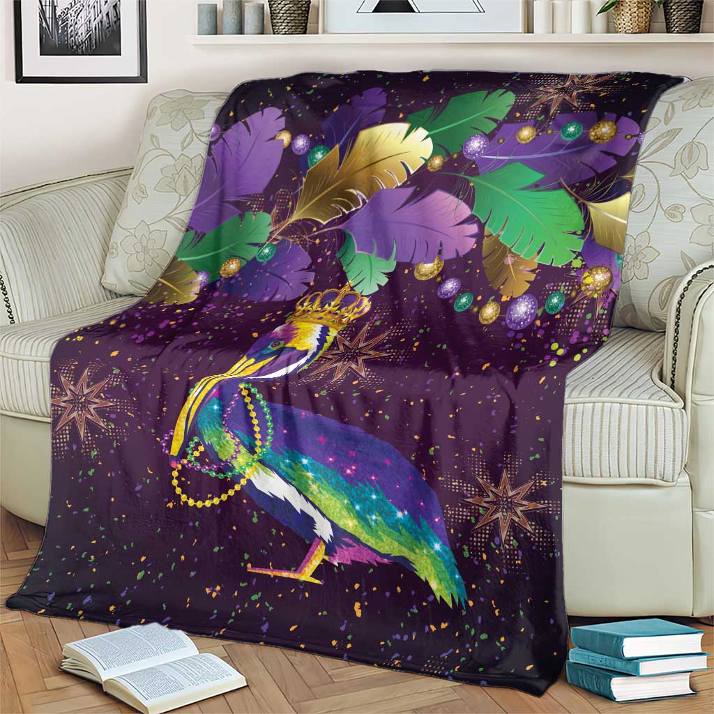 Faux Glitter Funny Mardi Gras Pelican Blanket Party Vibes - Wonder Print Shop