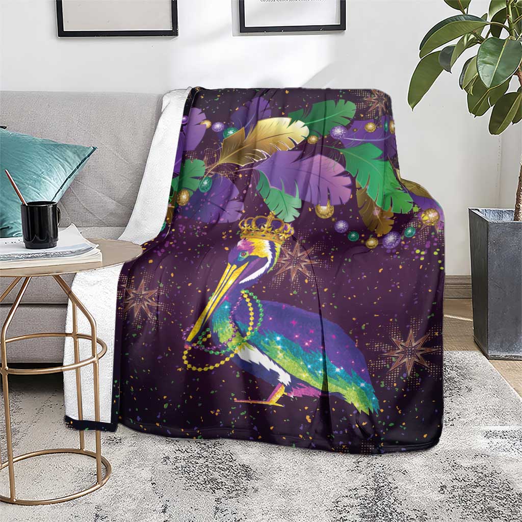Faux Glitter Funny Mardi Gras Pelican Blanket Party Vibes - Wonder Print Shop