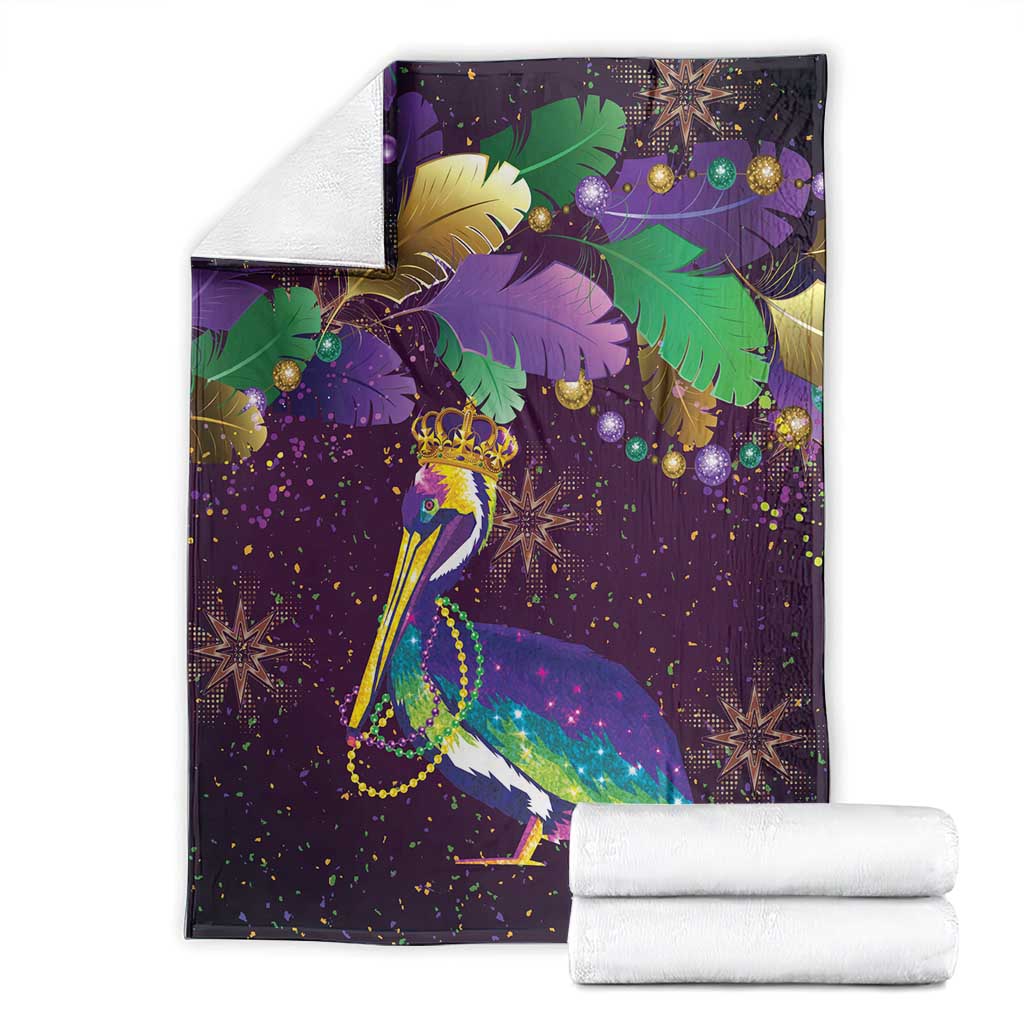 Faux Glitter Funny Mardi Gras Pelican Blanket Party Vibes - Wonder Print Shop