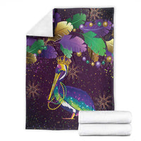 Faux Glitter Funny Mardi Gras Pelican Blanket Party Vibes - Wonder Print Shop