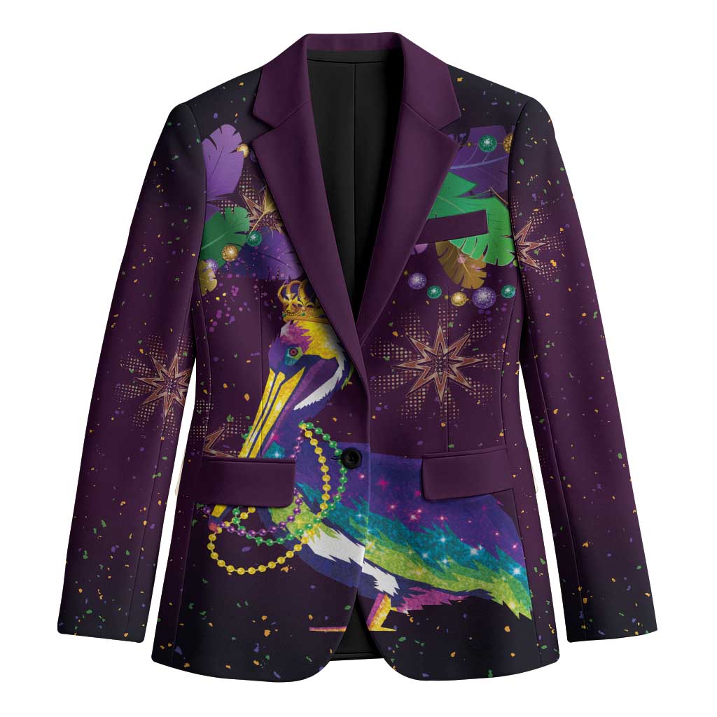 Faux Glitter Funny Mardi Gras Pelican Blazer Party Vibes - Wonder Print Shop