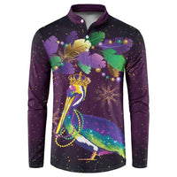 Faux Glitter Funny Mardi Gras Pelican Button Sweatshirt Party Vibes - Wonder Print Shop