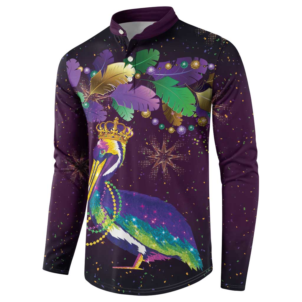 Faux Glitter Funny Mardi Gras Pelican Button Sweatshirt Party Vibes - Wonder Print Shop