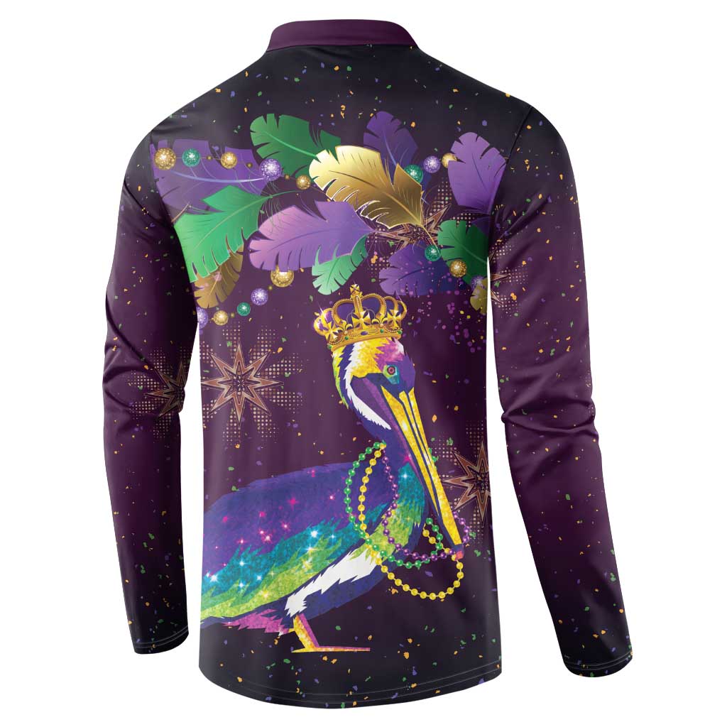 Faux Glitter Funny Mardi Gras Pelican Button Sweatshirt Party Vibes - Wonder Print Shop
