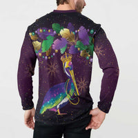 Faux Glitter Funny Mardi Gras Pelican Button Sweatshirt Party Vibes - Wonder Print Shop